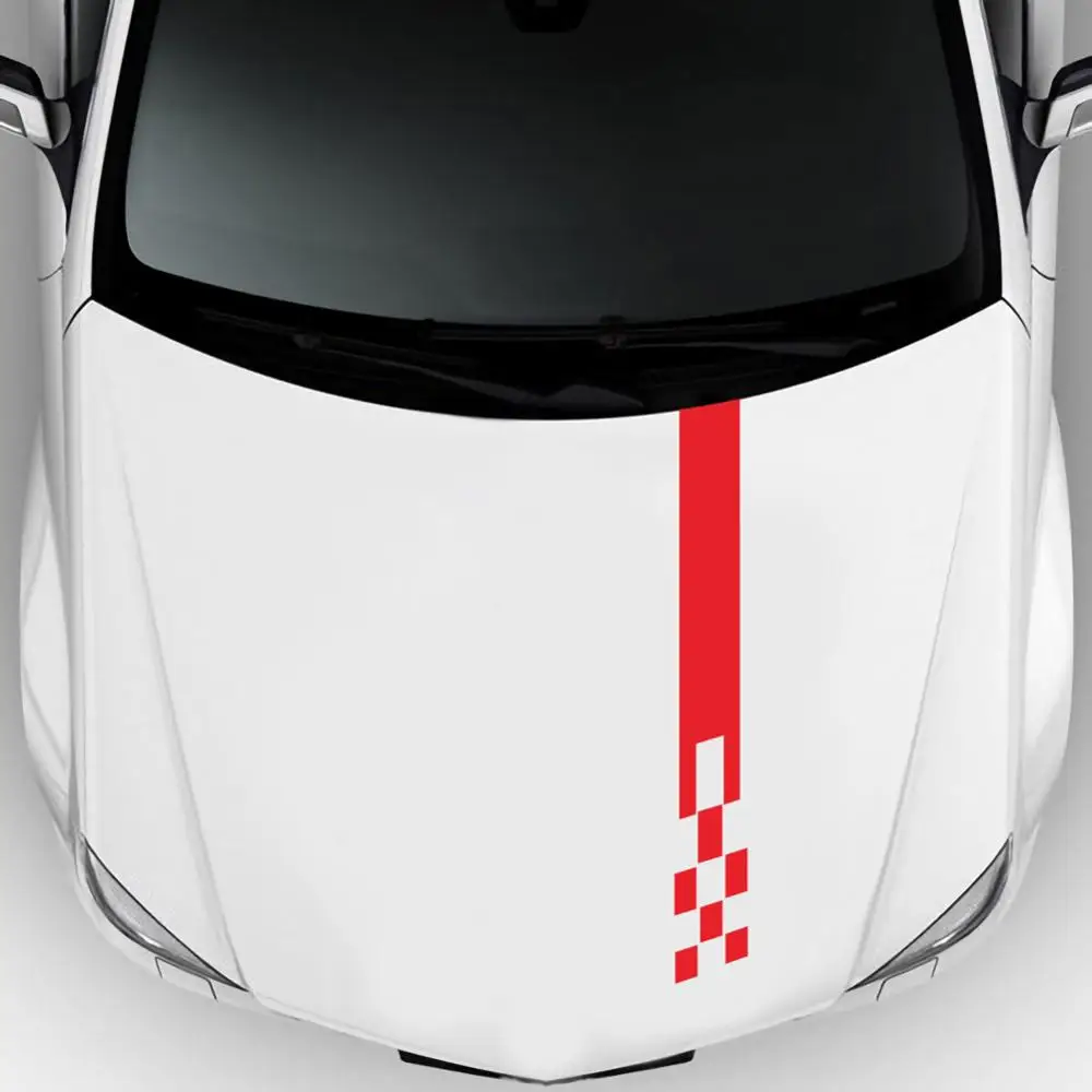 

Universal Sports Racing Stripe 3 Pcs Car Modification Auto Body Sticker Engine Hood Side Stripes Self-Adhesive Vinyl Stickers