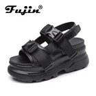 Fujin2021 г. Сандалии в виде маффинов, женские, Прямая поставка, летние, новые, ретро, шикарные, повседневные, дикие, на толстой подошве, спортивные сандалии женская обувь