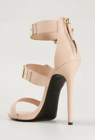 

New solid metal button simple fashion stage shoes banquet Sandals Heels