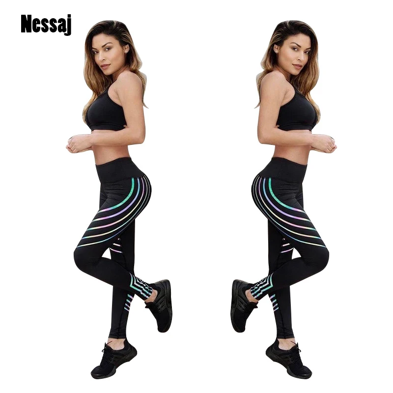Женские Леггинсы пуш-ап Nessaj черные леггинсы для фитнесс спортивные с высокой