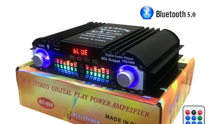 4 канальный мини усилитель звука для домашнего компьютера с Bluetooth 12 в пост. Тока 40