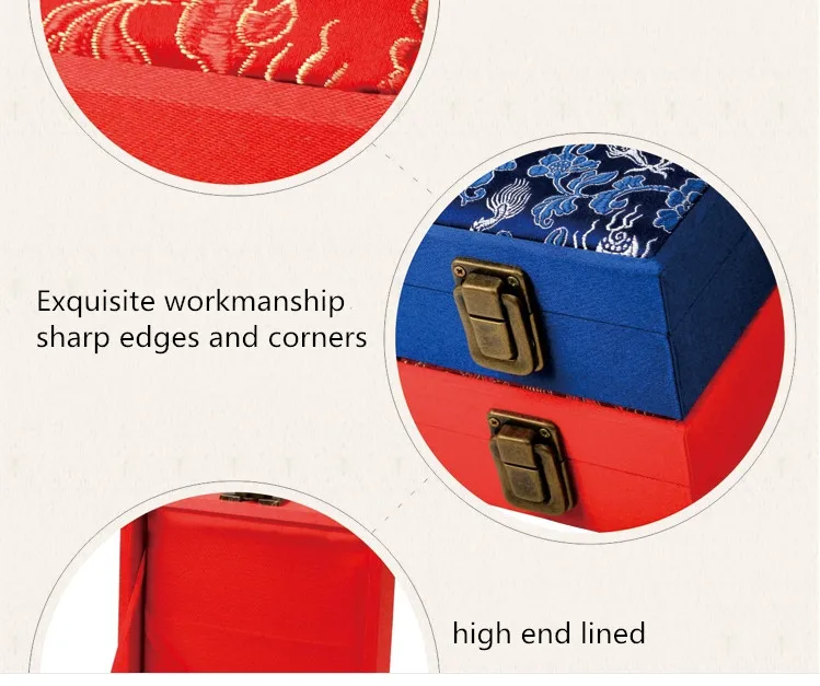 Dragon Pattern Lock catch Chinese Silk Brocade Box with Hand bag Jewelry Packaging Bracelet Gift Box Jewellery Storage Boxes