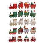 Рождественское деревянное украшение для поезда, праздничное настольное украшение для Витрины Магазина, мультяшное украшение в виде Санты, рождественское деревянное украшение для поезда, Рождество