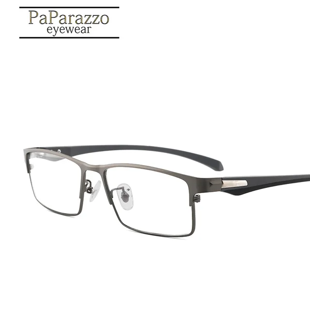 GUN-FULL Men Myopia Glasses Frames Half&Full Male Eyeglasses Frame Fashion Metal Eyewear TR90 legs Prescription Optical Grade Glasses - Цвет оправы: GUN-FULL