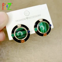 f j4z new trend stud earrings for women designer natural stone round statement earring lady evening party jewelry anti allergy