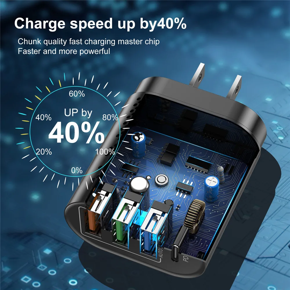 Зарядное устройство USB C быстрая зарядка светодиодная подсветка зарядное для iPhone