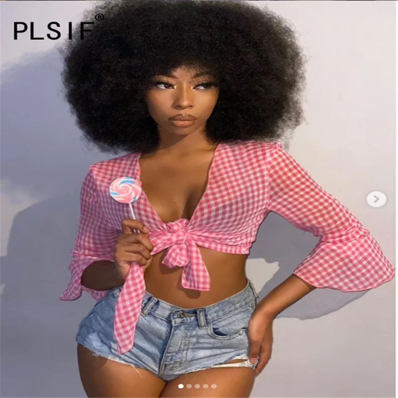 Женская модная футболка с глубоким V-образным вырезом | одежда