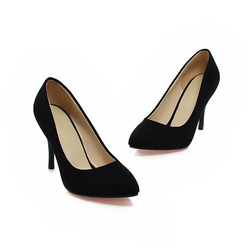 Женские босоножки из нубука на тонком высоком каблуке с острым носком в