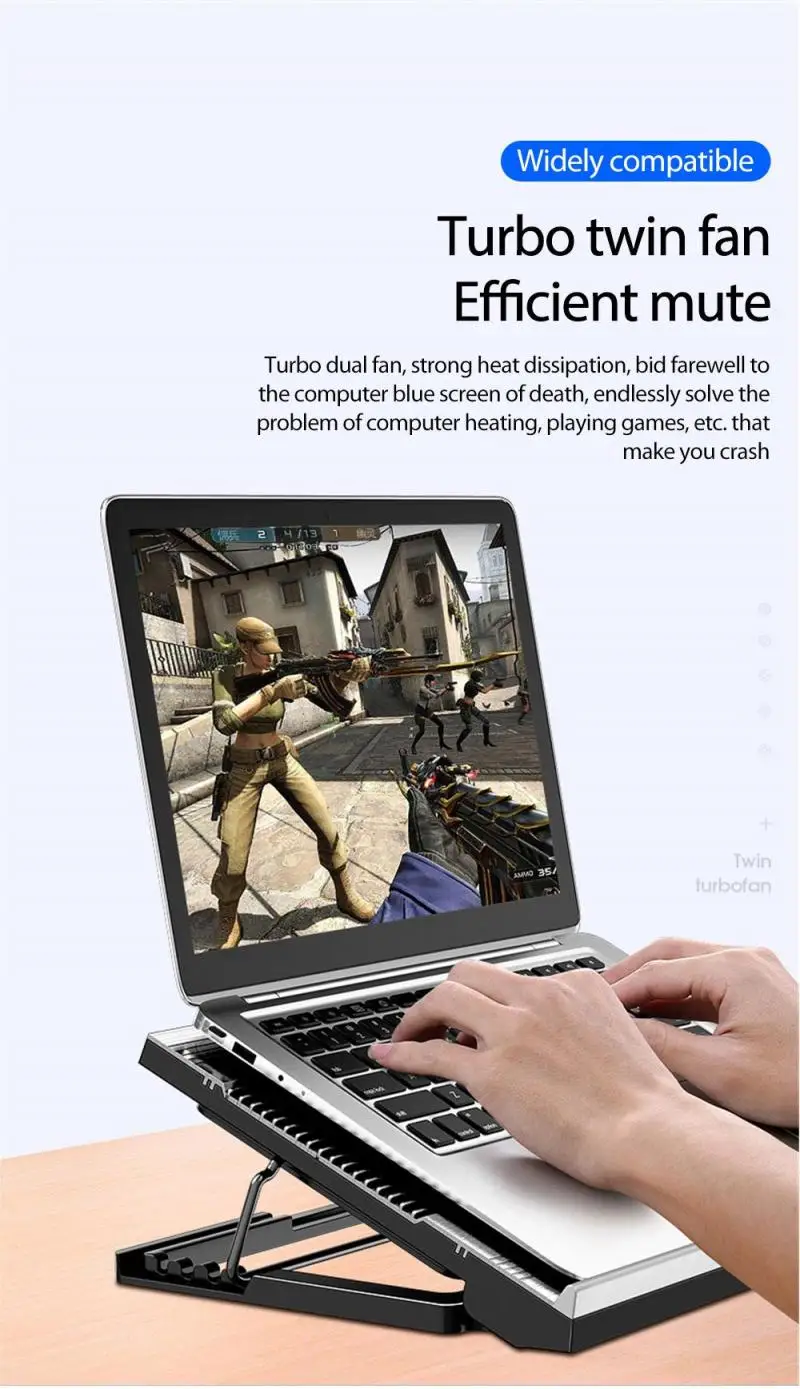 

Mobile Phone Cooler Portable Adjustable Laptop Cooler Stand Dual Cooling Fan Laptop Cooling Pad Holder Mobile Phone Accessories