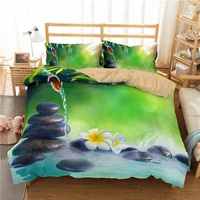 3d printed bedding set zen garden duvet cover set flower waterlily lotus quilt cover 23pcs massage stone comforter cover