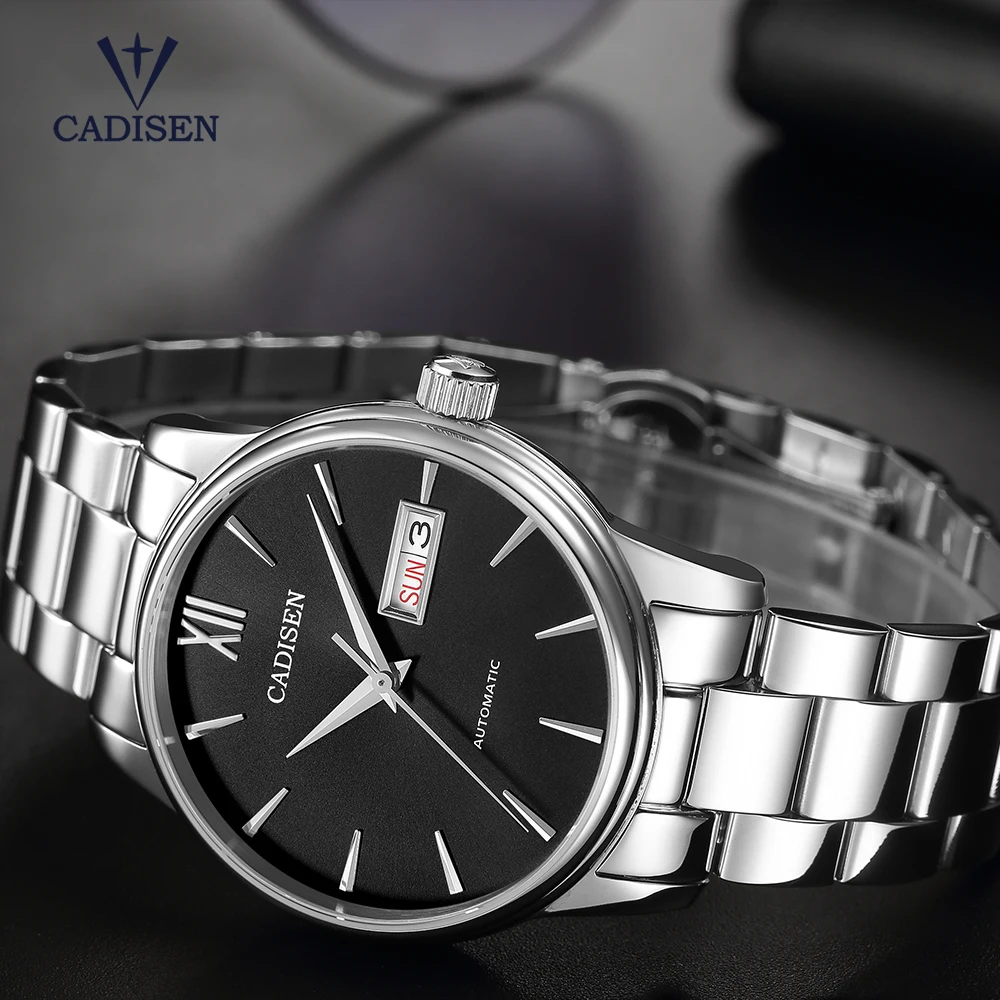 Enlarge 2020 NEW CADISEN men watch mechanical watches Date week  Sapphire Glass Sport Waterproof 50M Male reloj hombre marca de lujo+BOX