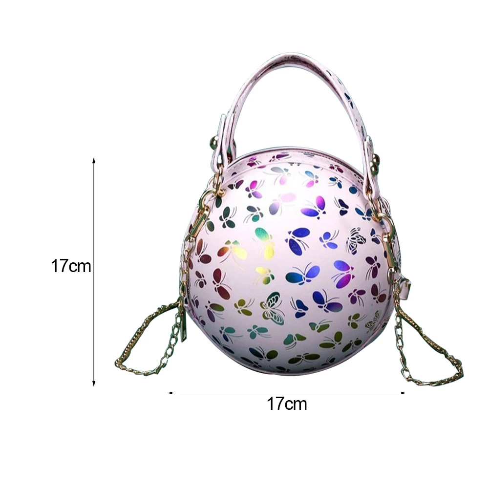 

Fashion Butterfly Pattern Spherical Crossbody Shoulder Bags For Women PU Leather Messenger Bag Casual Ladies Chain Mini Handbags