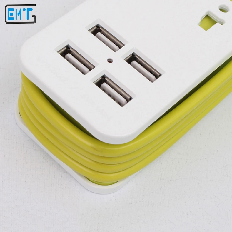 Универсальная Мини Портативный удлинитель европейская вилка с 4 USB порт QC2.2