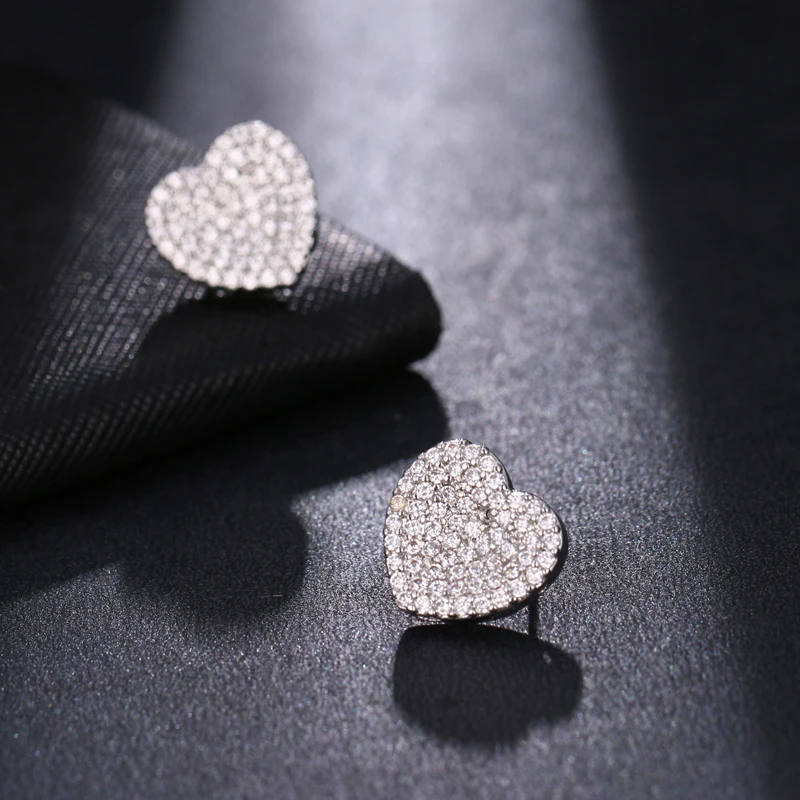 Bettyue Simple Style Heart-shape Lovely Stud Earring With White Cubic Zircon In New Trendy Party Symbol Of Love For Women | Украшения и