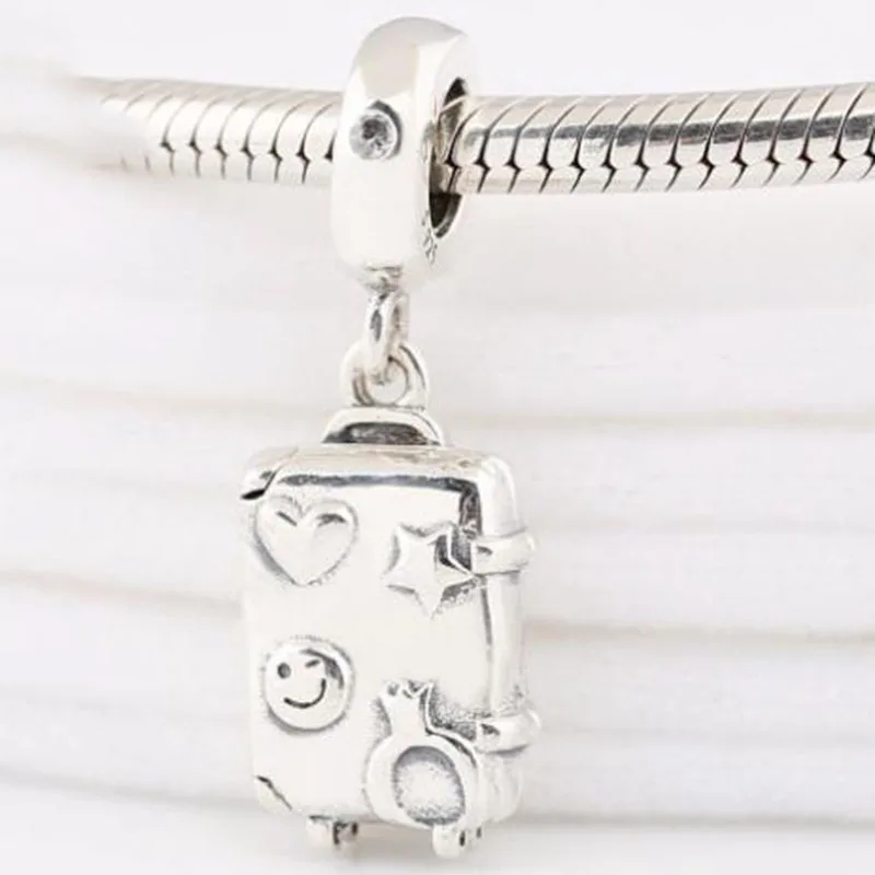 

100% 925 Sterling Silver Charm Fashion Luggage Pendant Fit Pandora Women Bracelet & Necklace Diy Jewelry