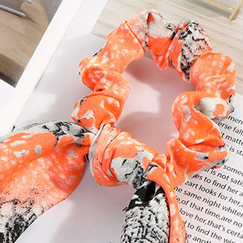 Hair Tie Scrunchie Print Ribbon Women Elastic hair ties Scarf Rope Bow Ties Bandage Female Accessories |