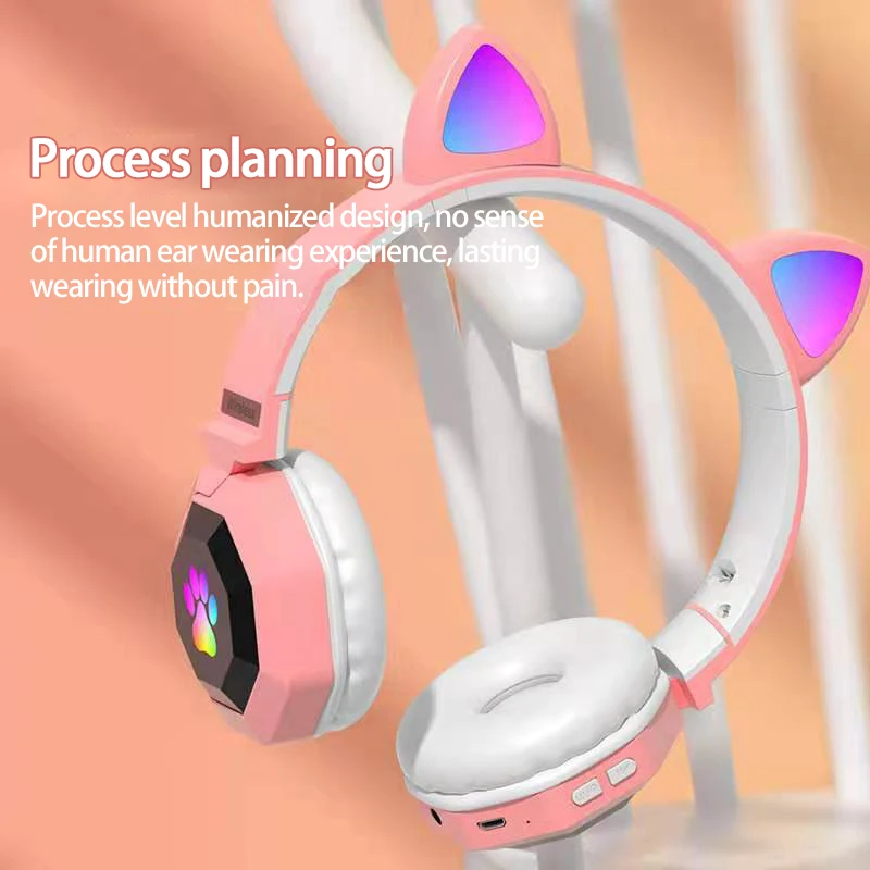 

Cat Ears Earphones Wireless Headphones Music Stereo Bluetooth Headphone With Microphone Children Daughter Earpieces Headset Gift