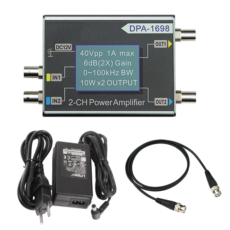 

High Power 2-Channel DDS Function Signal Generator 0-100KHz DC Power Amplifier