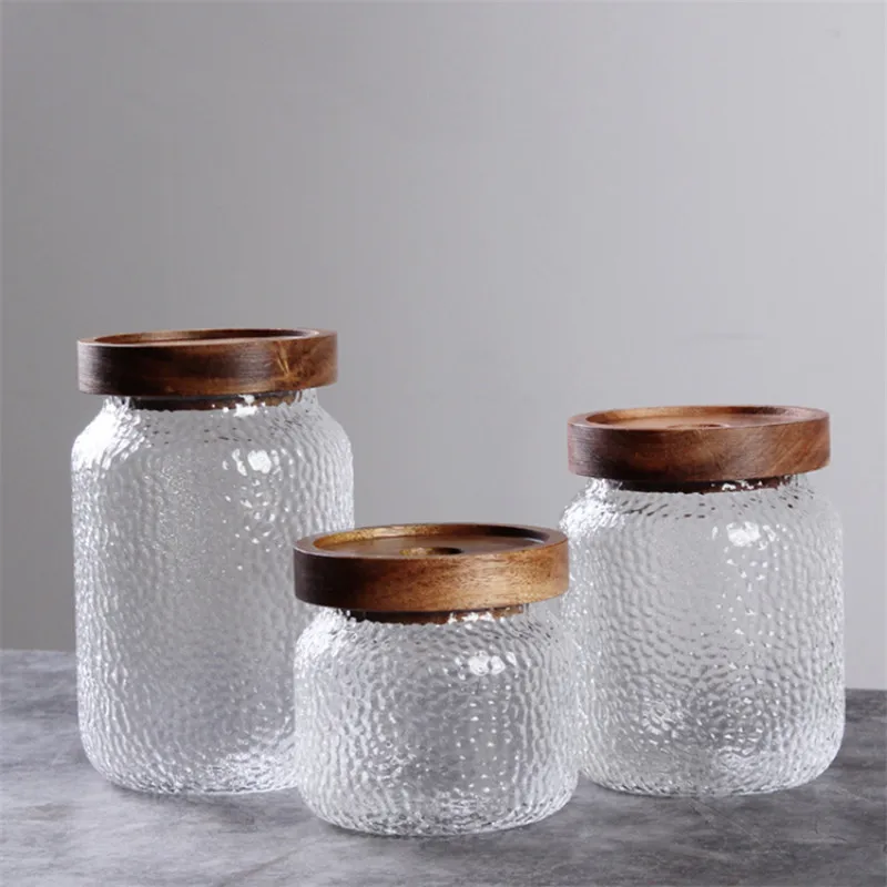 Hammer Grain Glass Jar - 500Ml -1Pcs