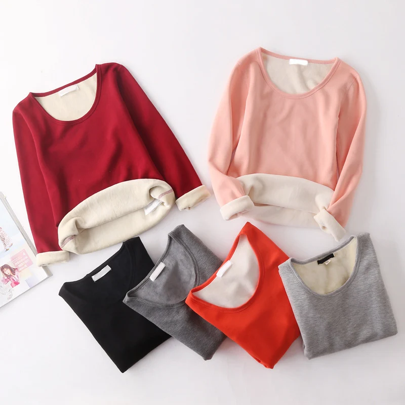 Женский зимний вельветовый облегающий пуловер футболки больших размеров с