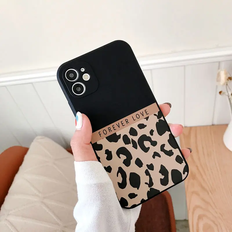 

Leopard Print Phone Case For iPhone 12 11 X XR XS Max Soft Back Cover Shockproof Fashion Cover For iPhone 12 7 8 7Plus