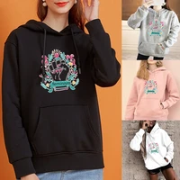 womens fashion hoodie loose oversized pocket long sleeve top fist print ladies harajuku sports pullover casual wear