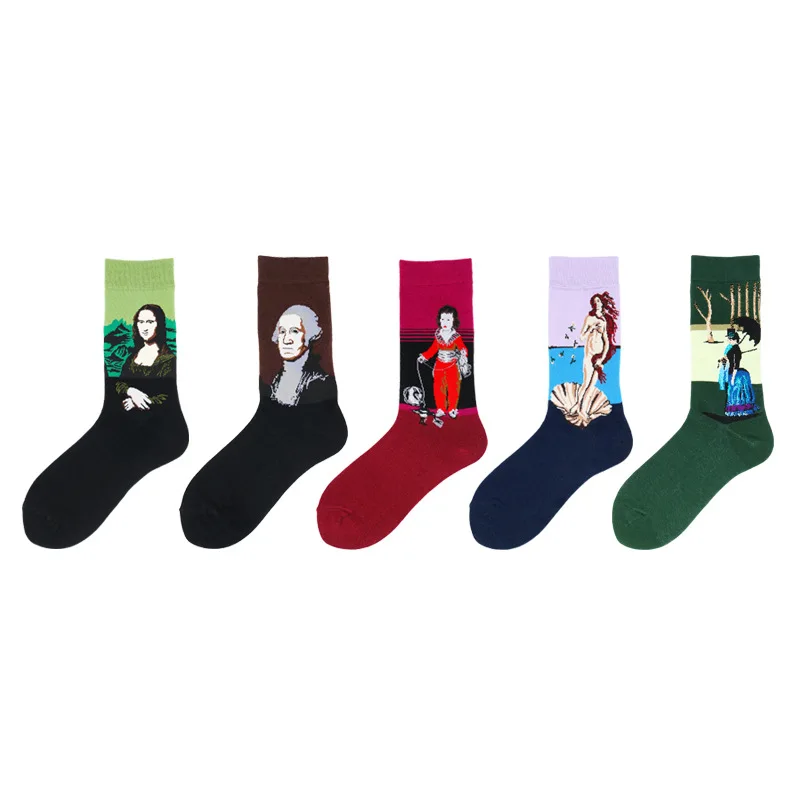 Носки мужские хлопковые в полоску спортивные высокие Смешные Повседневные носки