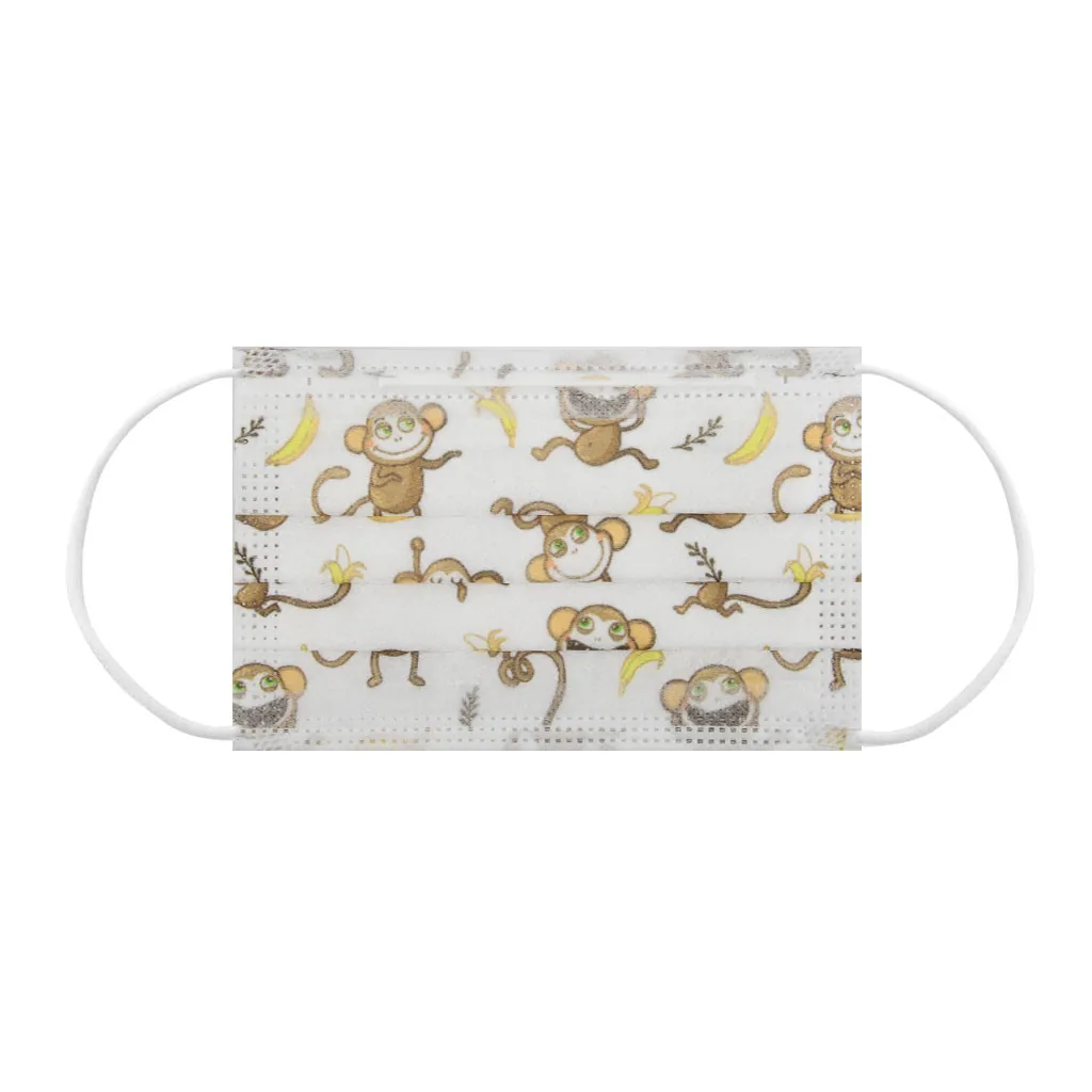 50 шт. детская одноразовая маска с принтом обезьяны банана 3 слоя |