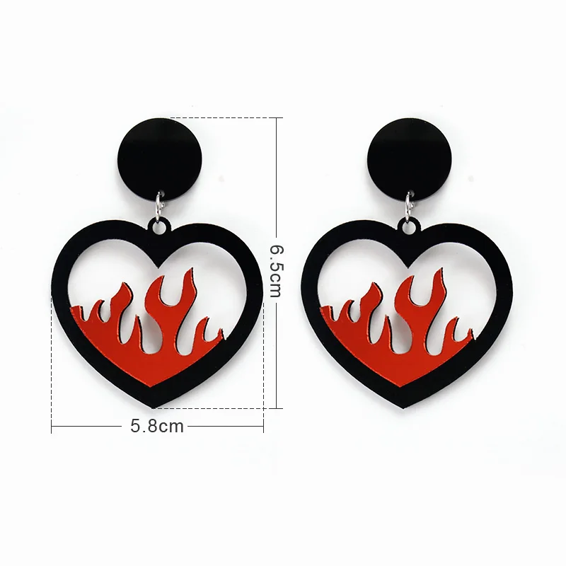 

Comiya Fashion arcylic fire heart drop punk big geometry Dangle Earring Jewelry Brincos Accessories Earrings Orecchini bijoux