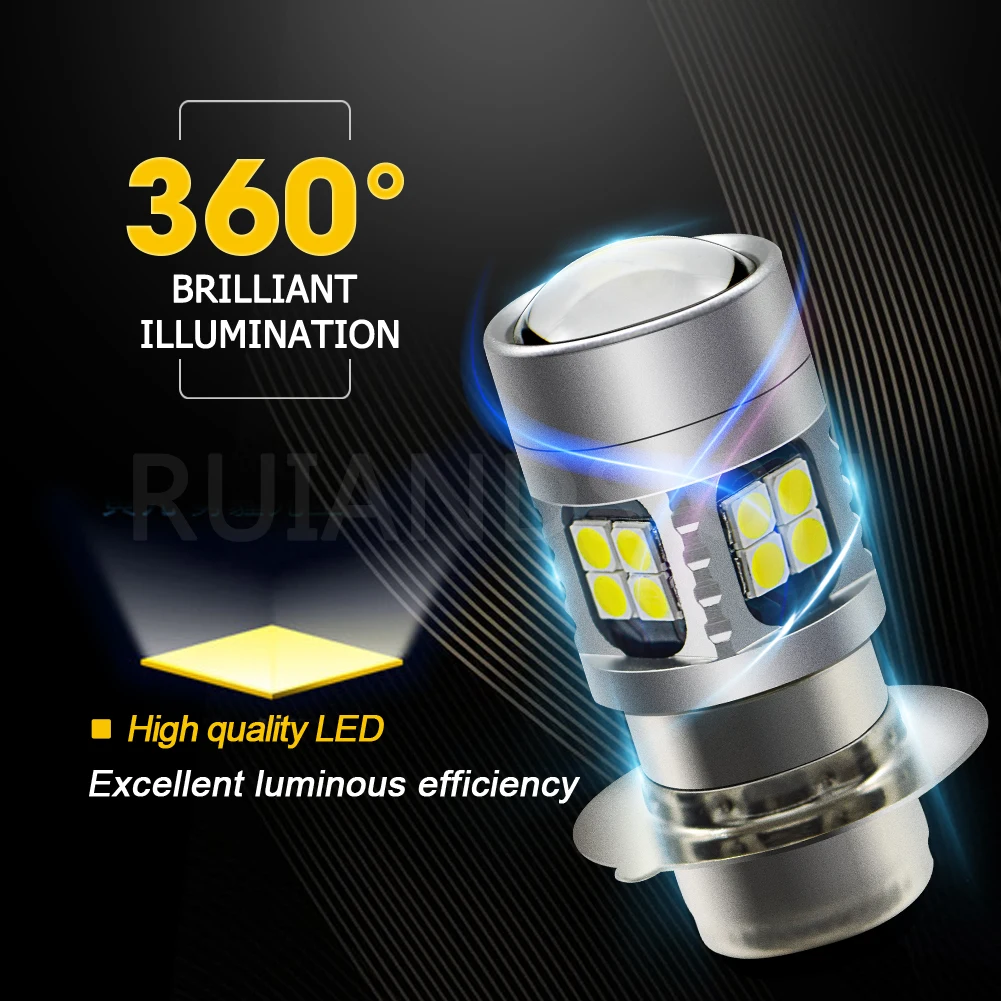 1 шт. P15D H6M Мотоцикл головной светильник DRL 3030SMD Светодиодный лампа 6000K белый 3000K