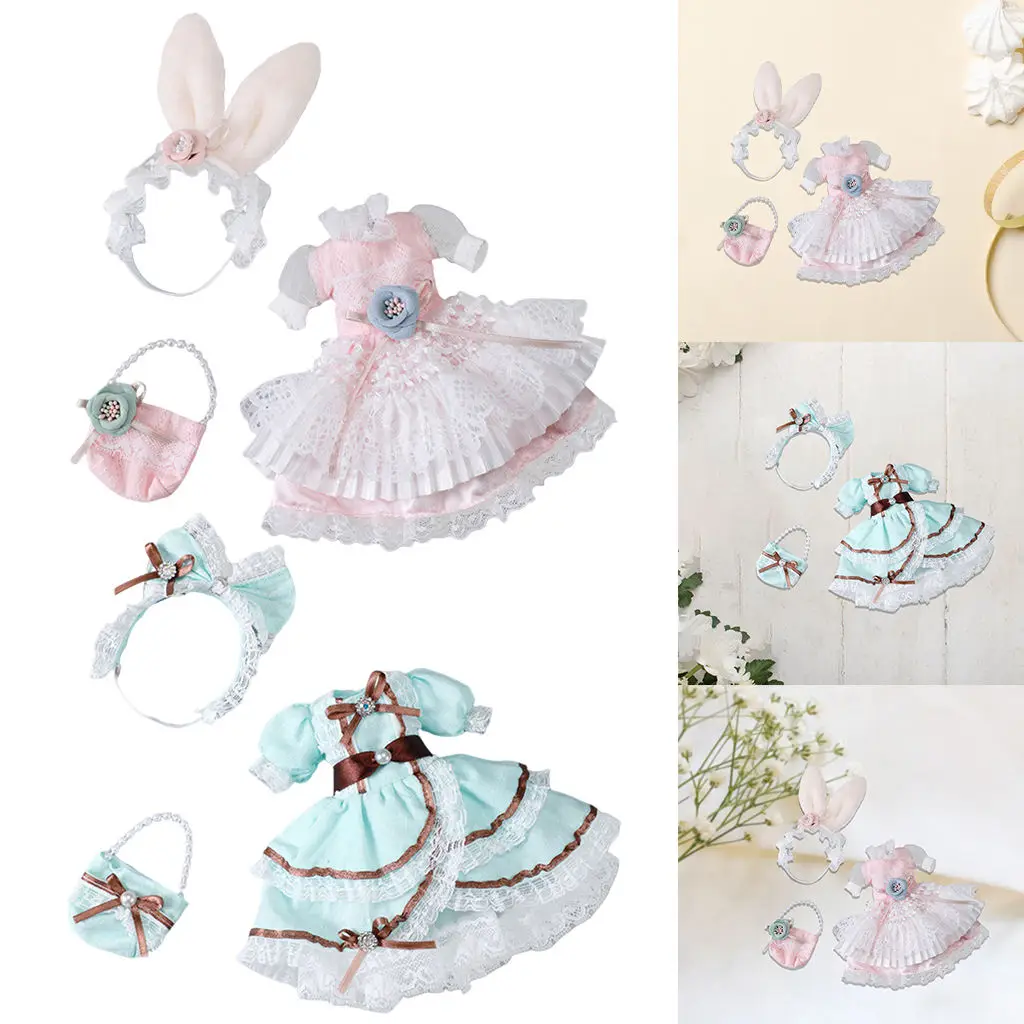 

2x Cute Mini Petite Princess Doll Clothes Dress Outfits for 30cm Mini Girl Dolls Dress up Accessory Girl Birthday Gifts