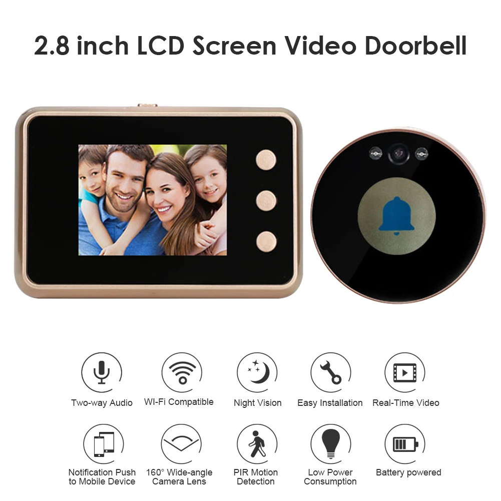 

D5 Doorbell Electronic Peephole Door Camera 2.8 inch LCD Digital Electronic Doorbell Camera Infrared Night Vision Viewer