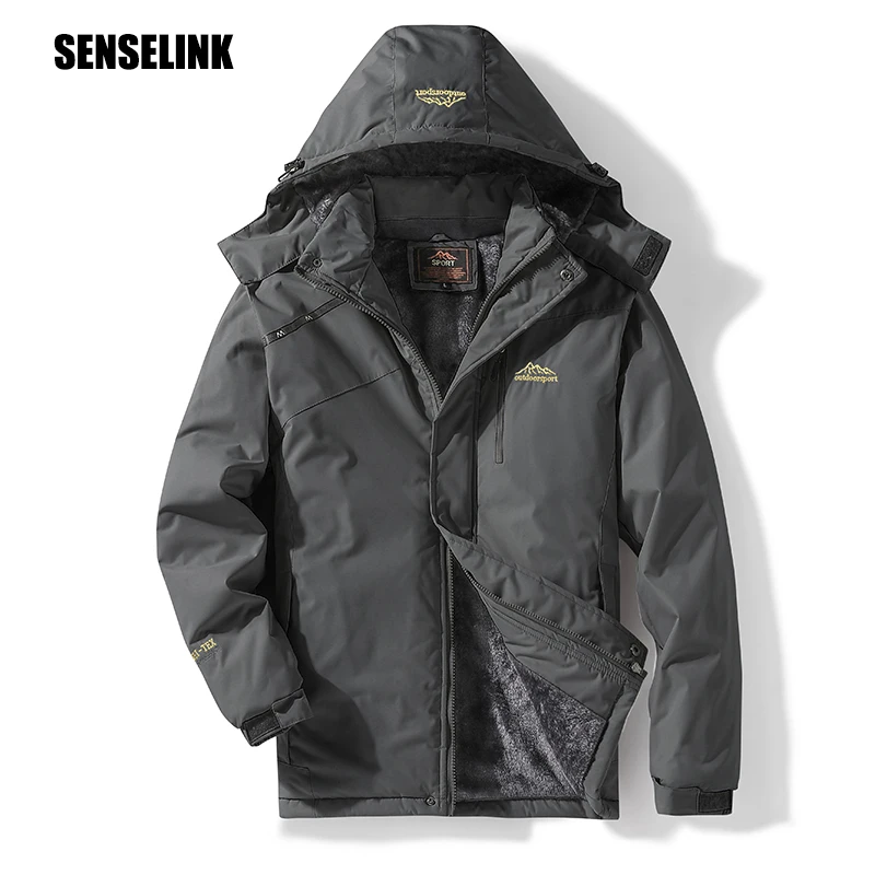 

Men's New Outdoor Climbing Casual Jacket 2020 Long Trench Coat Warm Windbreaker Korean Plus Velvet Thick Solid Color Fashion5XL