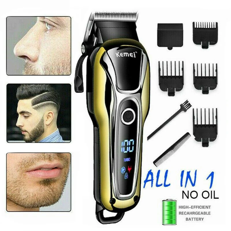 

KM-1990 Hair Clipper Titanium Steel Ceramic Blade T-shaped Cutter Head Hair Beard Trimmer Hair Cutting Machine Hair Styling