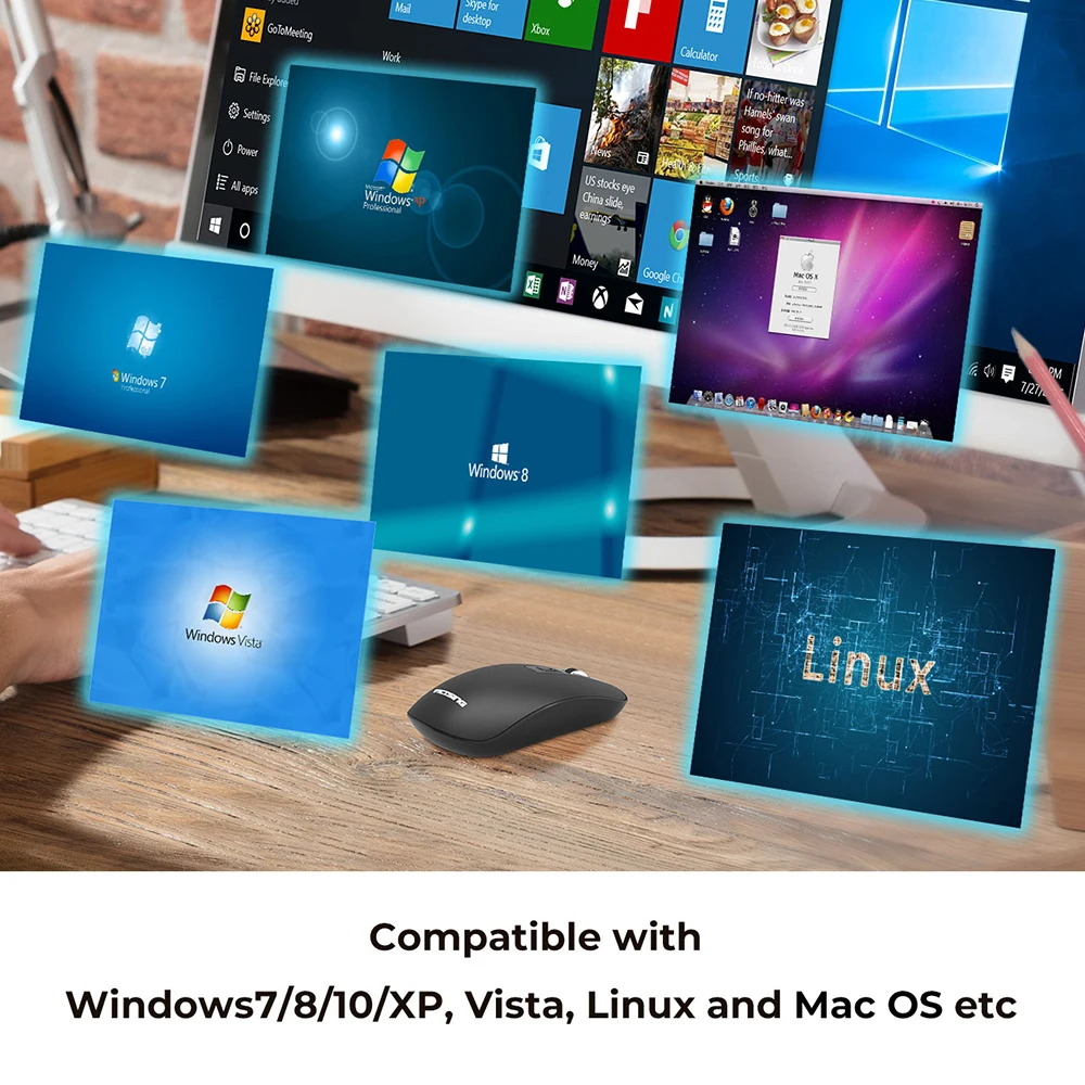 VicTsing PC079 беспроводная мышь 2,4G тонкая Бесшумная компьютерная мышь с приемником регулируемый уровень CPI Бесшумная мышь для ноутбука