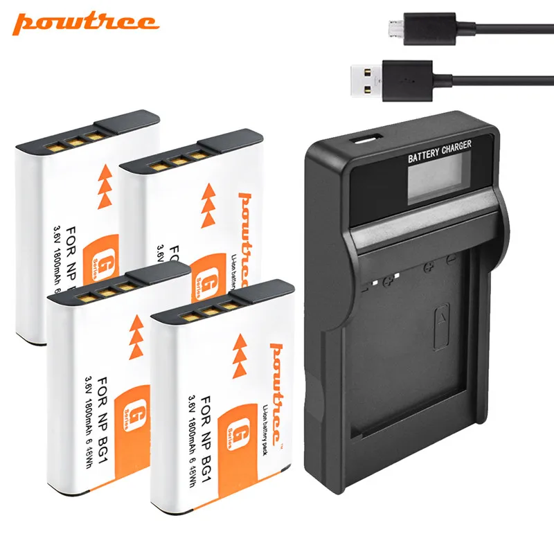 Аккумулятор POWTREE 3 6 В 1800 мА · ч аккумулятор NP BG1 NPBG1 + ЖК зарядное устройство для