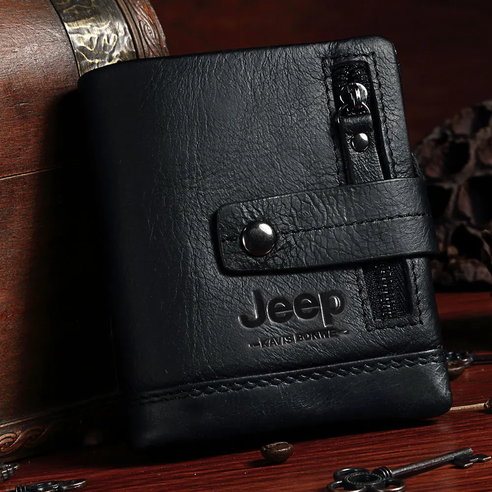 Кошелек мужской короткий на молнии с RFID-защитой и отделением для кредитных карт |