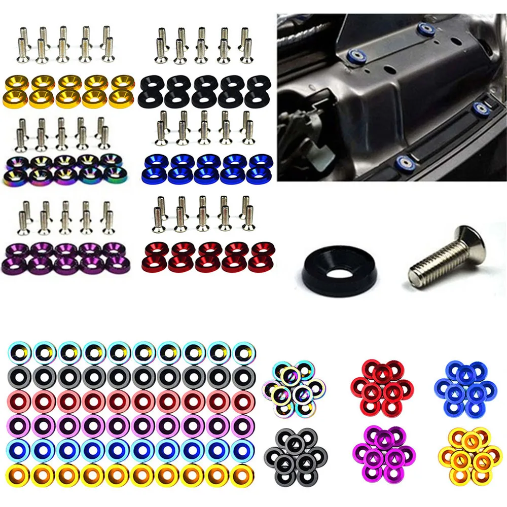 

10PCS M6 JDM Car Modified Hex Fasteners Fender Washer Bumper Engine Concave Screws Washer License Plate Bolts Car styling