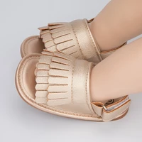 summer new baby sandals baby girl shoes flats pu gold anti slip rubber sole tassel newborn first walker toddler girl sandals
