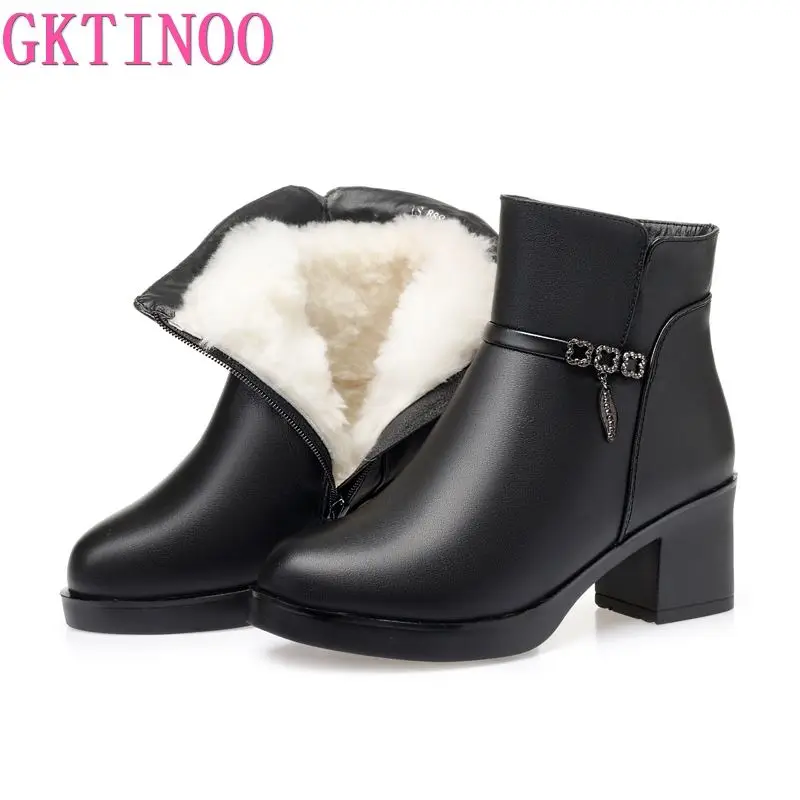 Новинка 2021 модные женские ботильоны из мягкой натуральной кожи GKTINOO на высоком