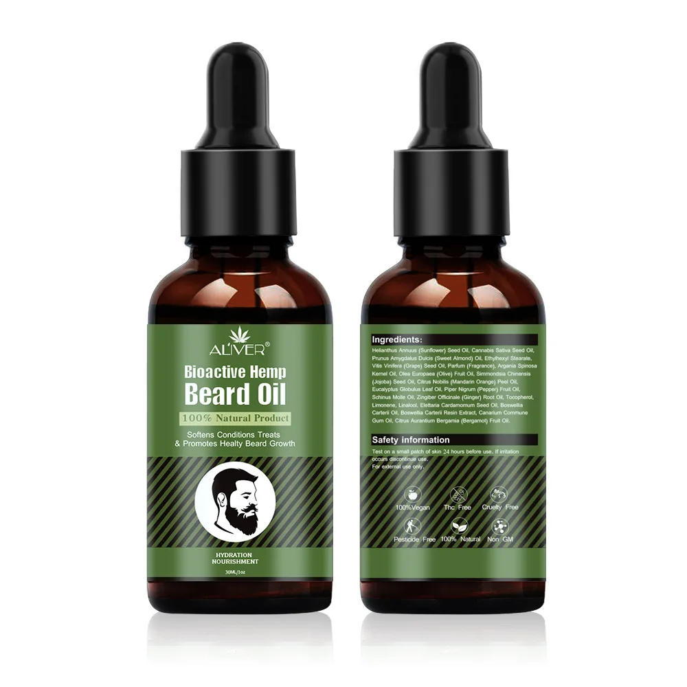 

NEWEST 30ml Beard Growth Oil Natural Hemp Beard Essential Oil Beard Wax Balm for Men Beard Hair Grooming Anti-lossing Hair Serum