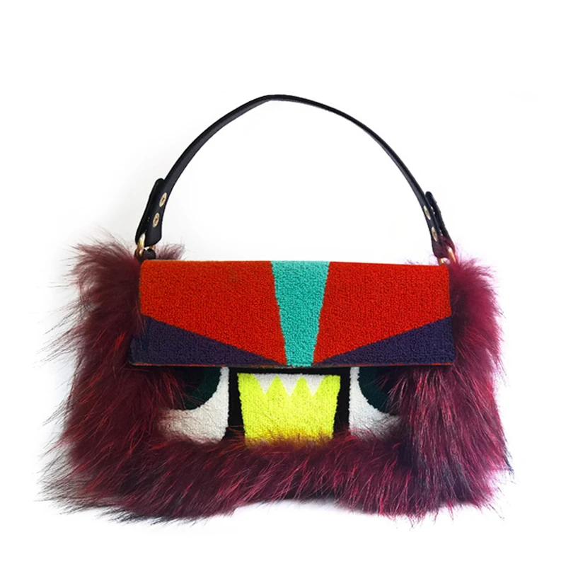 

Большая трехфункциональная Сумка-конверт из натуральной кожи, меховой кошелек, ручные сумки, тоут для женщин, зима 2020, клатч через плечо, сум...