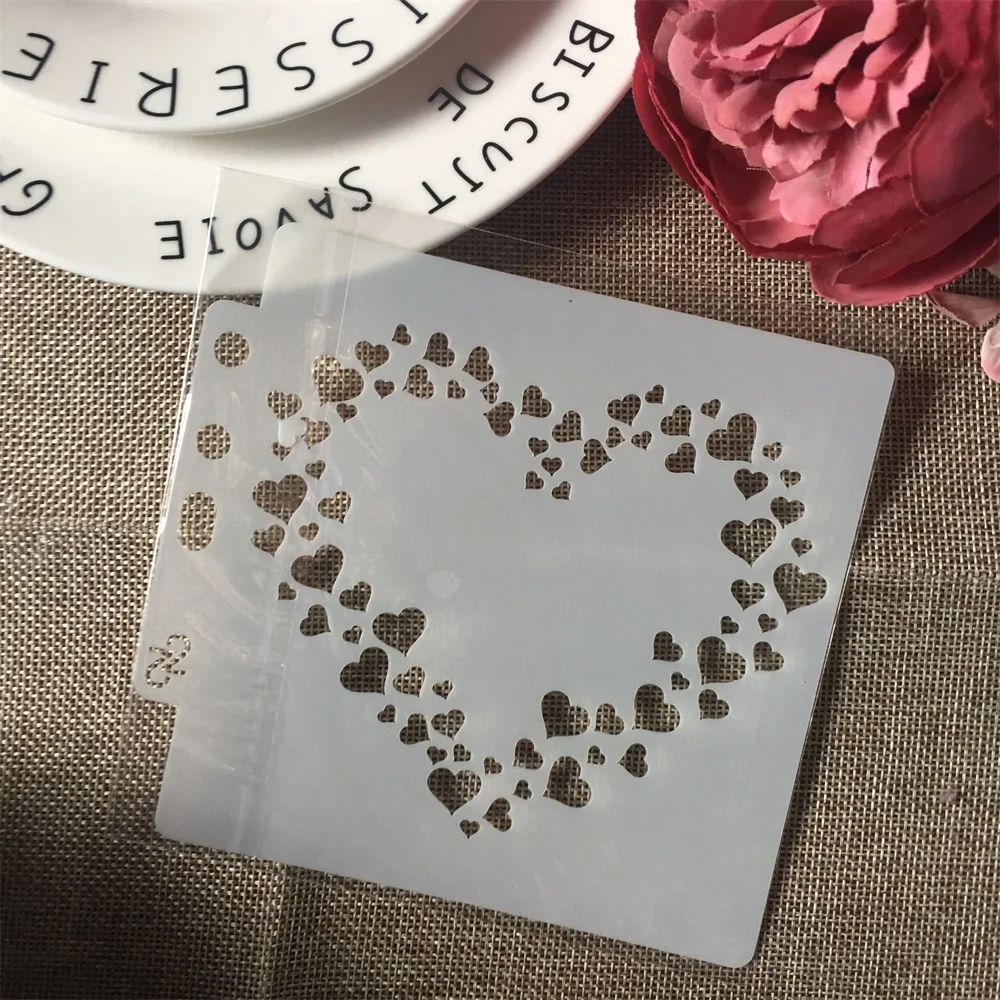 1 шт. 13 см 5 &quotсердце сердца DIY трафареты для наслоения настенная живопись