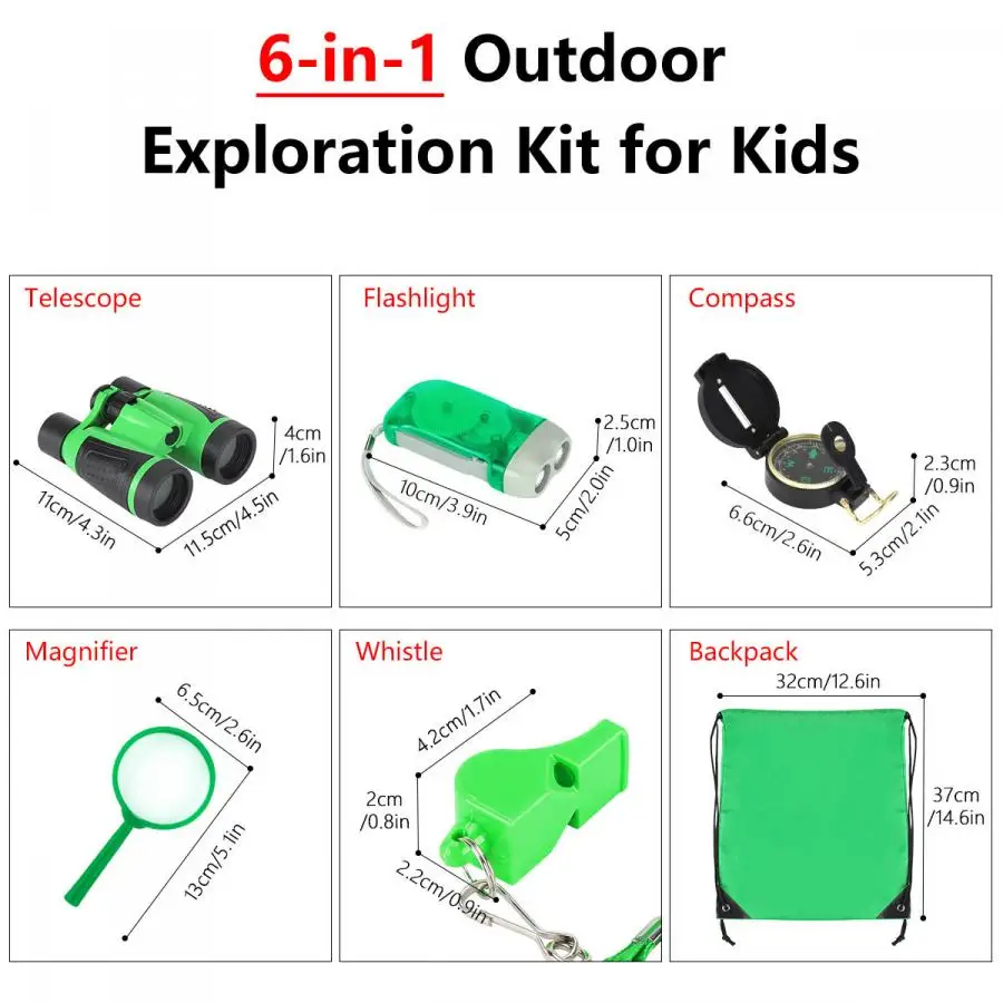 6pcs Binoculars Toy Set Funny Kids Adventure Kit Outdoor Exploration Toys Parent-child Interactive for Children Gift | Игрушки и хобби