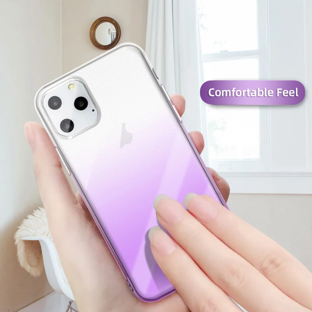 Gradient Phone Case For iPhone 11 Pro 6 6s 7 8 Plus X XR XS Max TPU Transparent Soft Shell Anti Fingerprint Portable Rope Hole |