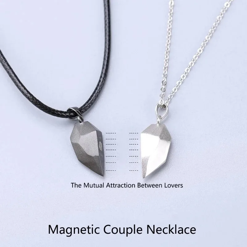 

2Pcs Magnetic Heart Couple Necklace Lovers Valentine's Day Present Distance Attract Paired Necklace Fashion Pendant Jewelry Gift