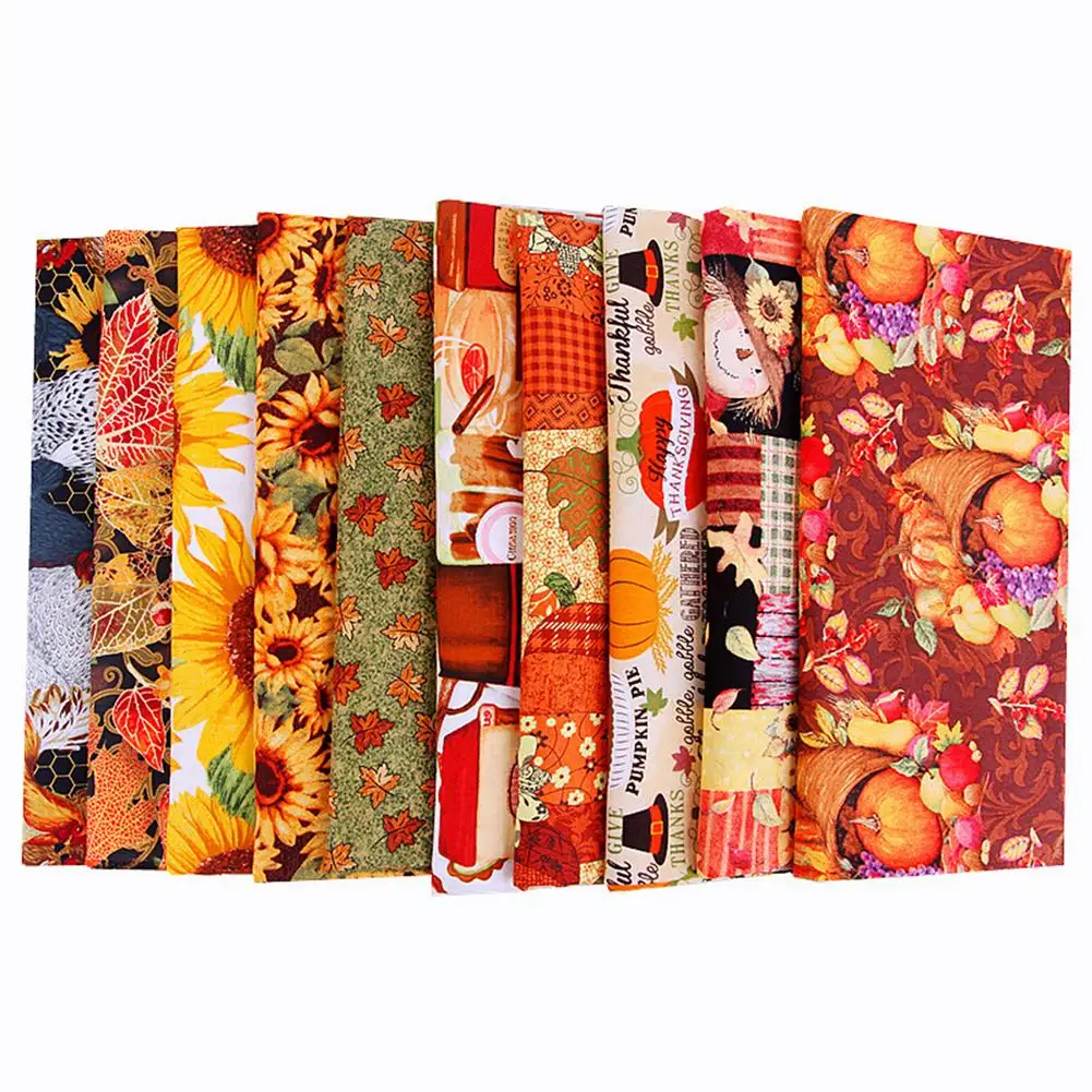

10pcsThanksgiving Cotton Fabric 100% Pure Cotton Cloth DIY Sewing For Bag Small Purse Storage Bag Pillow Sewing Crafts