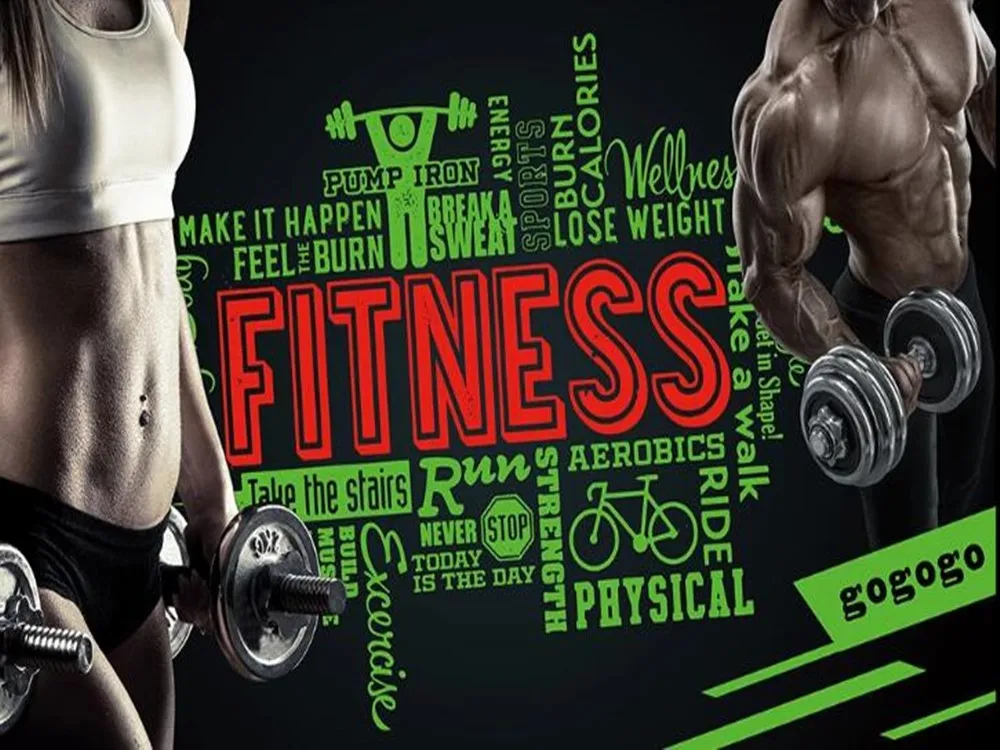 Milofi пользовательские 3D Фитнес Бодибилдинг большой ТВ фон обои росписи|Обои| |