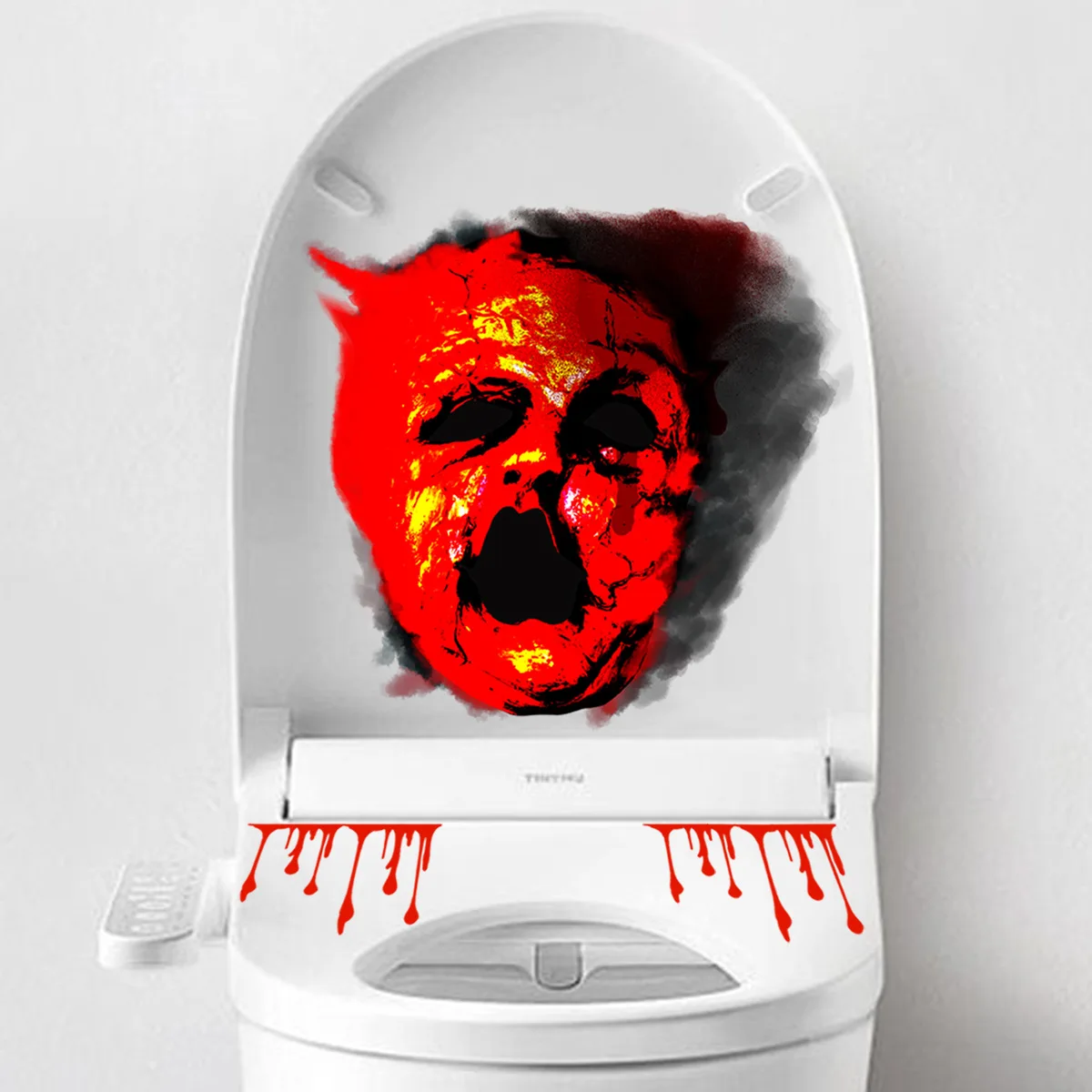 

Halloween Horror Face Blood Handprint Holiday Self-Adhesive Wall Stickers Bathroom Toilet Toilet Stickers Creative Wall Stickers