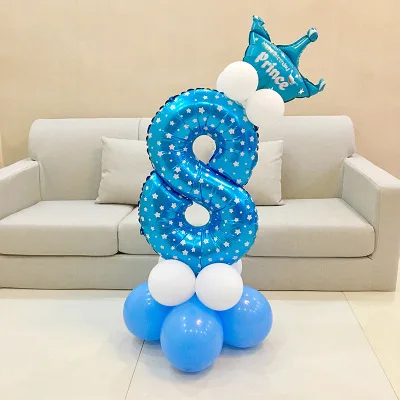Blue 8 1 комплект воздушные шары в форме цифр номер Фольга воздушные шары на день рождения, свадьбу, Рождество вечерние Декор поставки на день рождения воздушные шары - Цвет: Blue 8